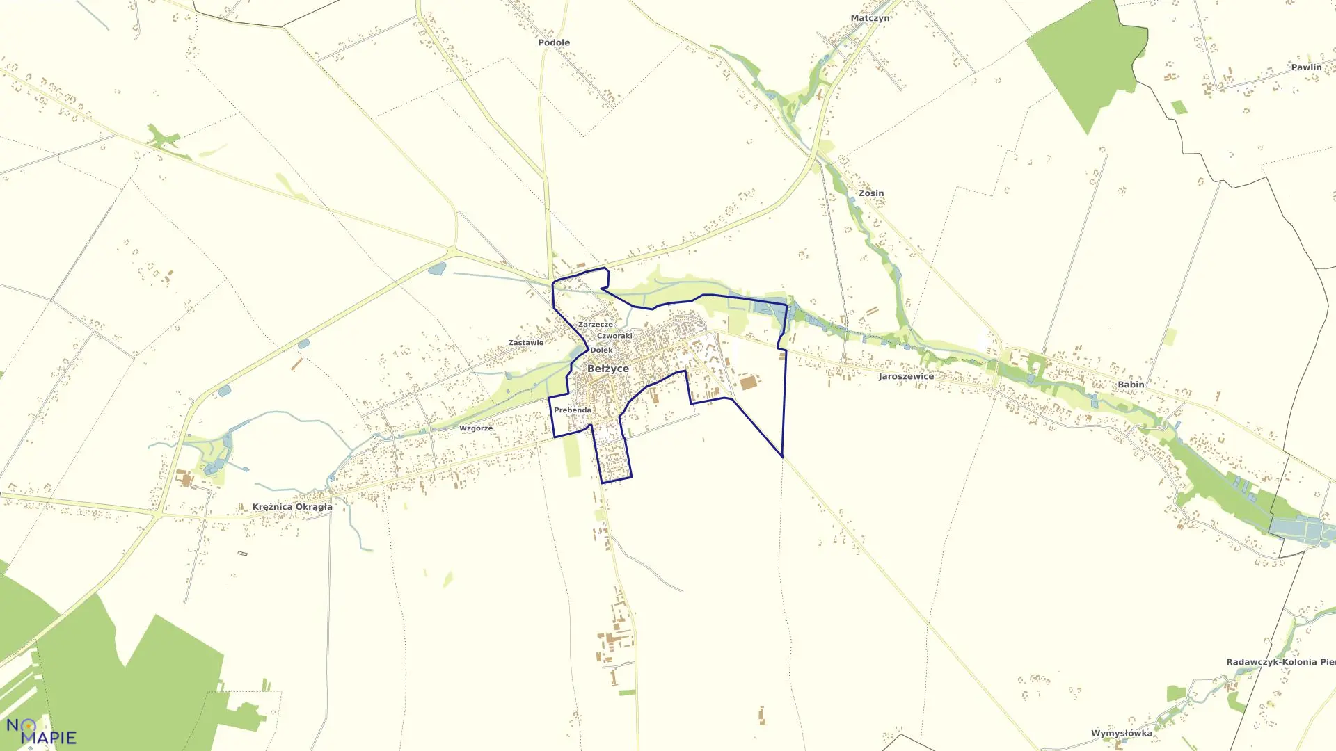 Mapa obrębu BEŁŻYCE-CENTRUM w gminie Bełżyce