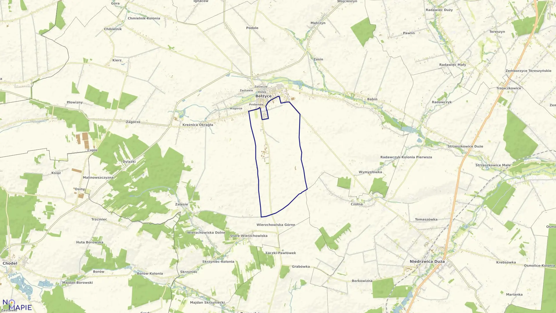 Mapa obrębu BEŁŻYCE-ROLNE w gminie Bełżyce