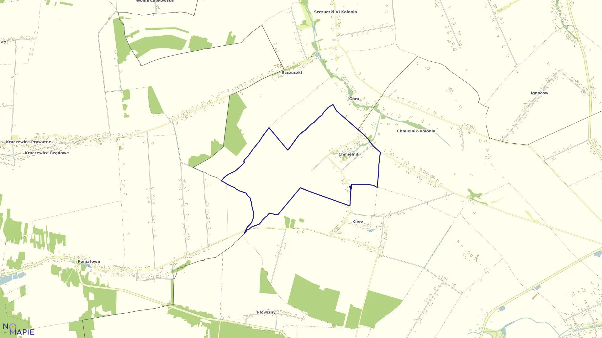 Mapa obrębu CHMIELNIK w gminie Bełżyce
