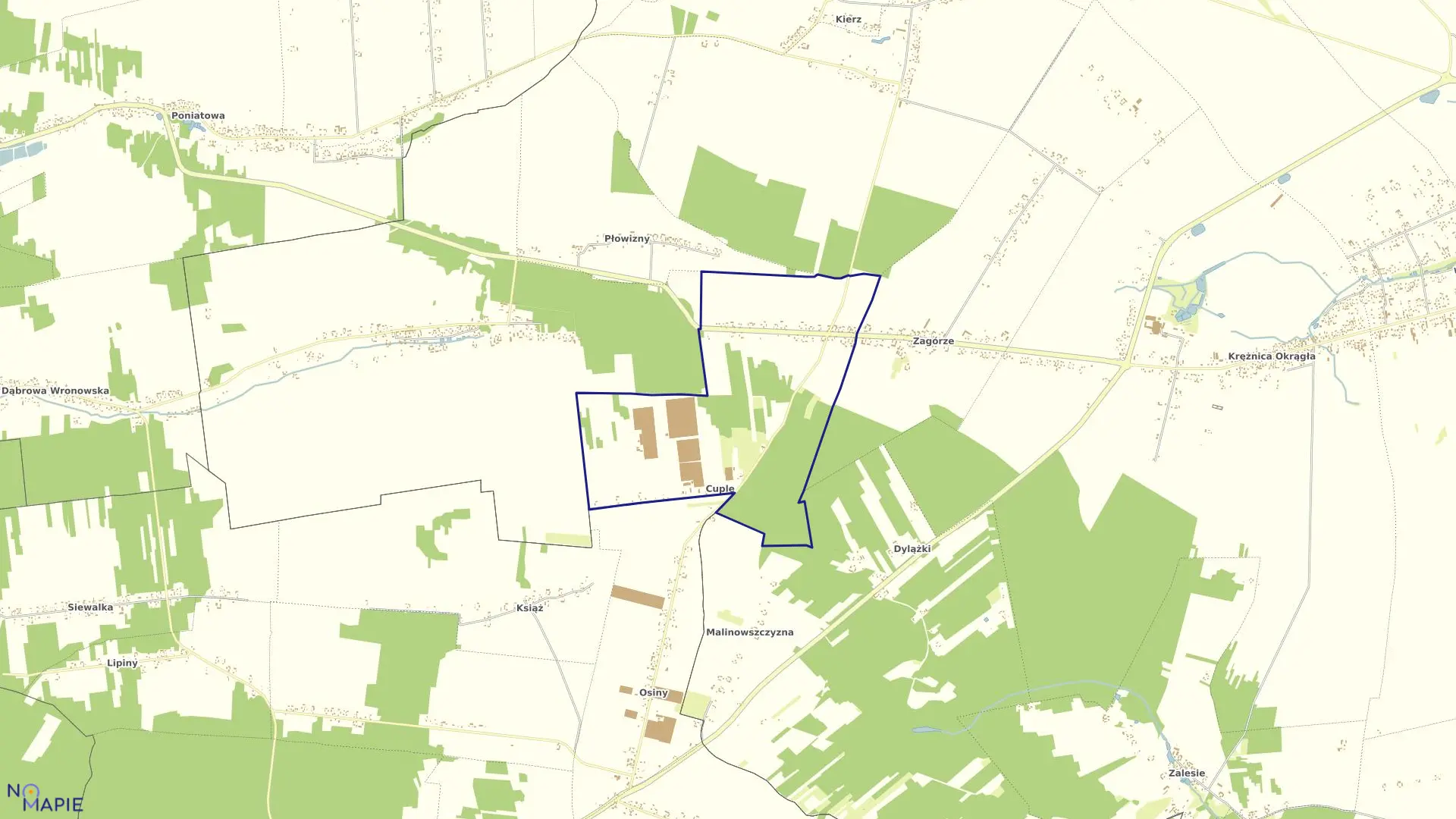 Mapa obrębu CUPLE w gminie Bełżyce