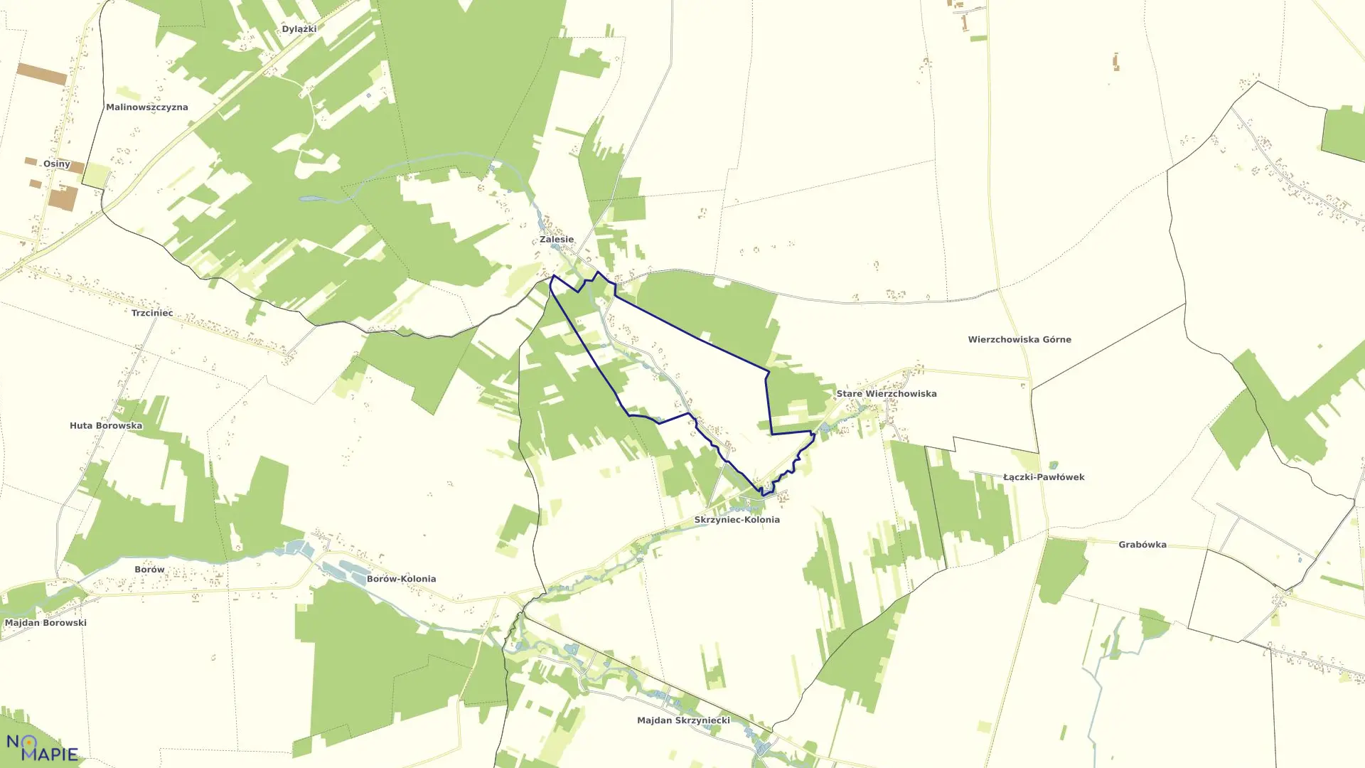 Mapa obrębu WIERZCHOWISKA DOLNE KOL. w gminie Bełżyce