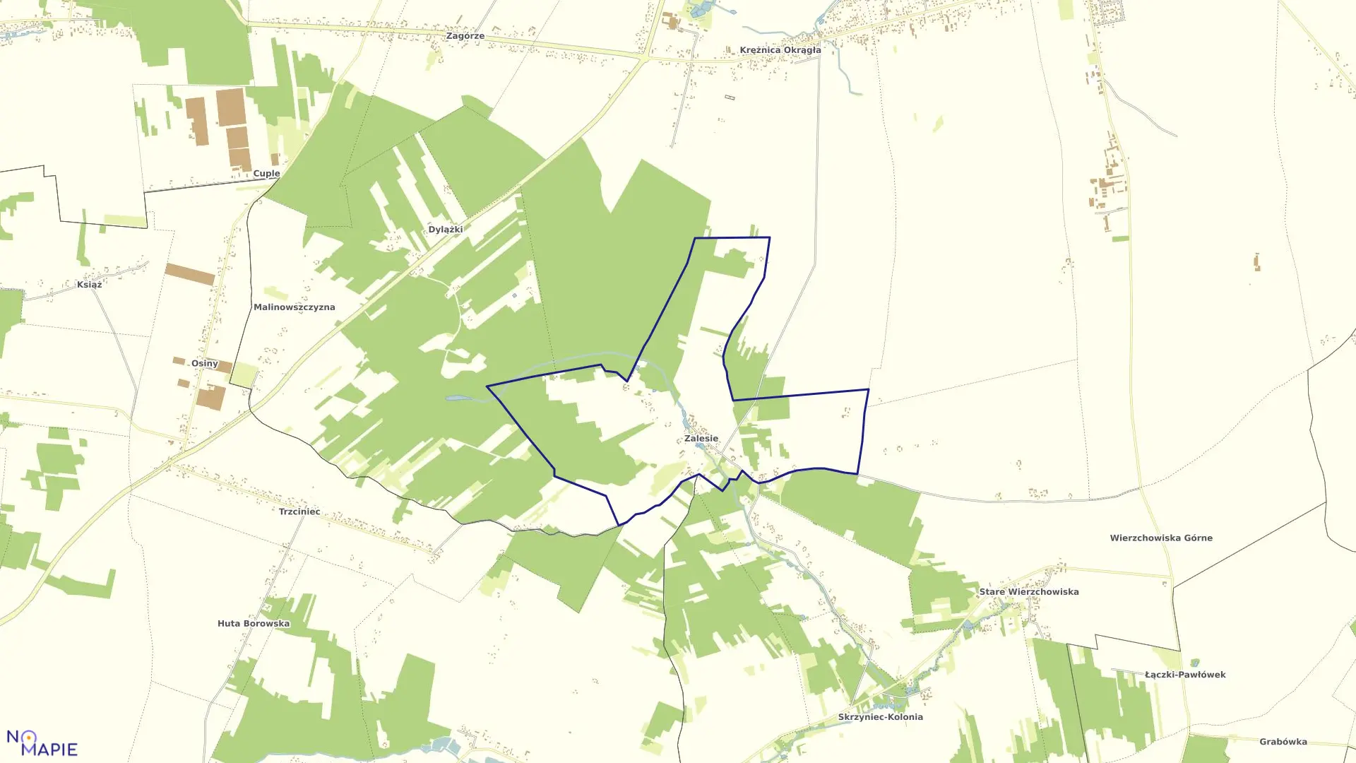 Mapa obrębu ZALESIE w gminie Bełżyce